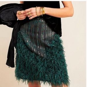 Anthropologie Black and Green Mini Skirt